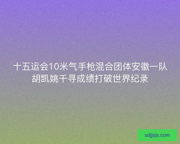 十五运会10米气手枪混合团体安徽一队胡凯姚千寻成绩打破世界纪录