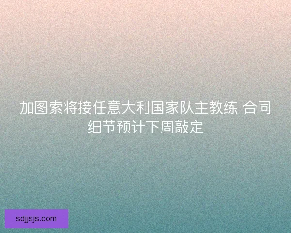 加图索将接任意大利国家队主教练 合同细节预计下周敲定